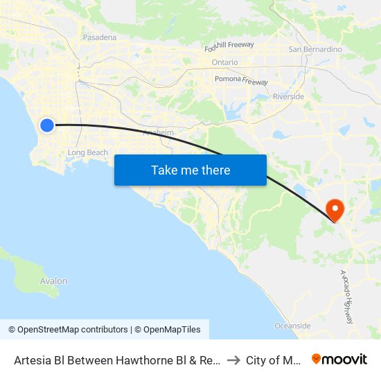 Artesia Bl Between Hawthorne Bl & Redondo Beach Bl to City of Murrieta map