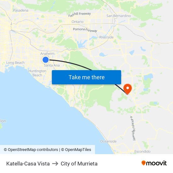 Katella-Casa Vista to City of Murrieta map