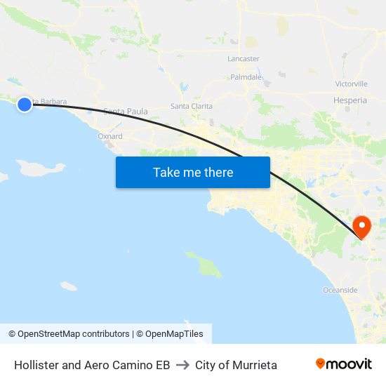 Hollister and Aero Camino EB to City of Murrieta map