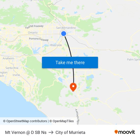 Mt Vernon @ D SB Ns to City of Murrieta map