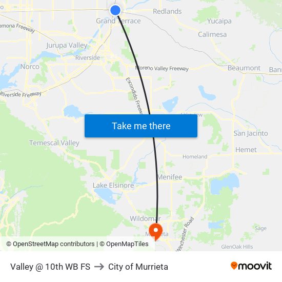 Valley @ 10th WB FS to City of Murrieta map