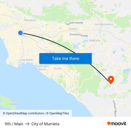 9th / Main to City of Murrieta map