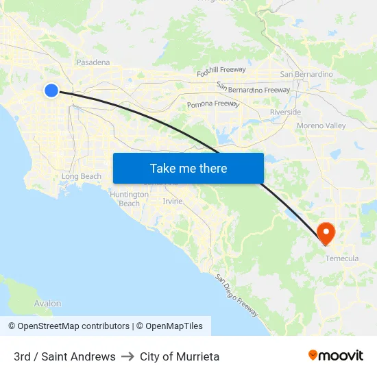 3rd / Saint Andrews to City of Murrieta map
