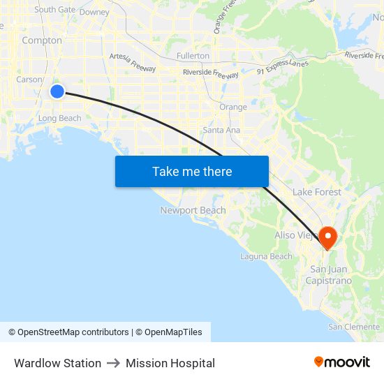 Wardlow Station to Mission Hospital map