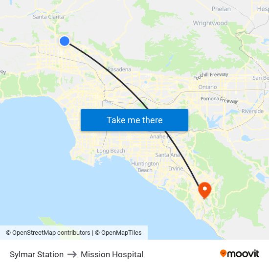 Sylmar Station to Mission Hospital map