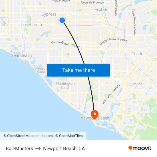 Ball-Masters to Newport Beach, CA map