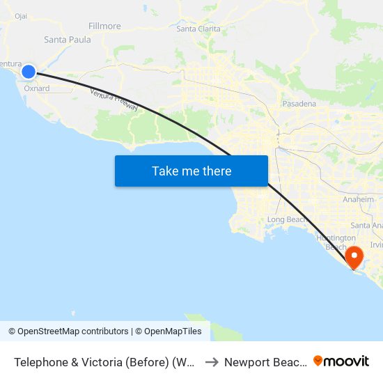 Telephone & Victoria (Before) (Westbound) to Newport Beach, CA map