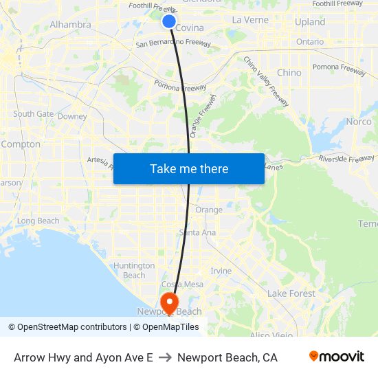 Arrow Hwy and Ayon Ave E to Newport Beach, CA map