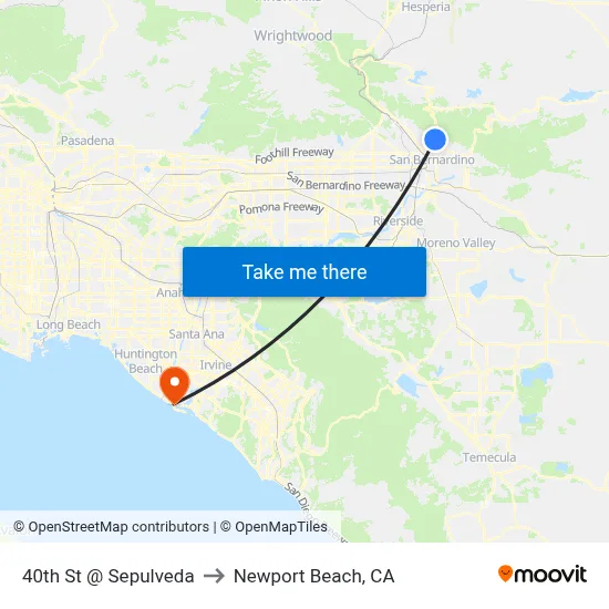 40th St @ Sepulveda to Newport Beach, CA map