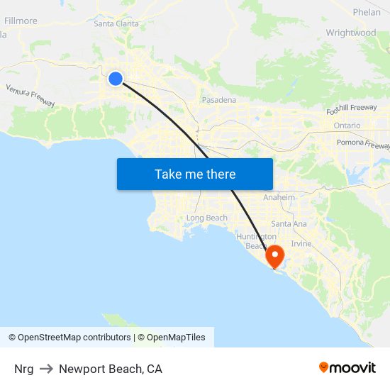 Nrg to Newport Beach, CA map