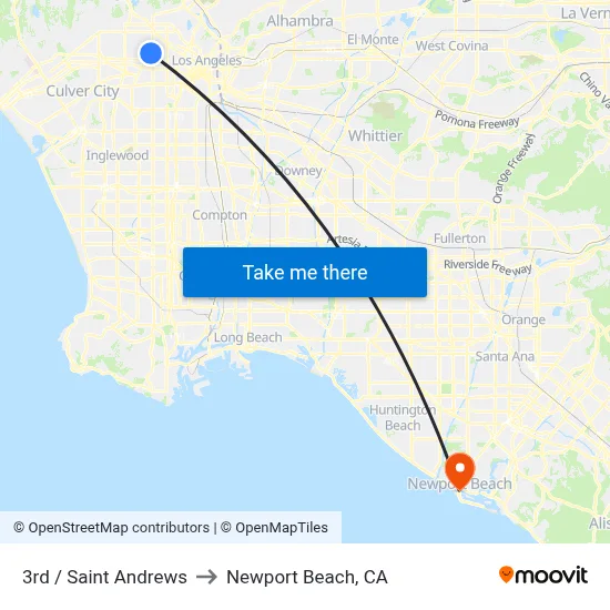 3rd / Saint Andrews to Newport Beach, CA map