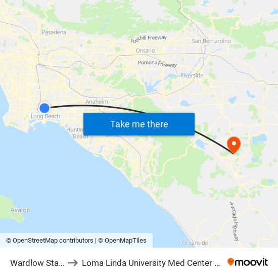 Wardlow Station to Loma Linda University Med Center Murrieta map