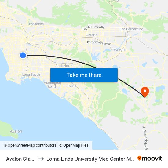 Avalon Station to Loma Linda University Med Center Murrieta map