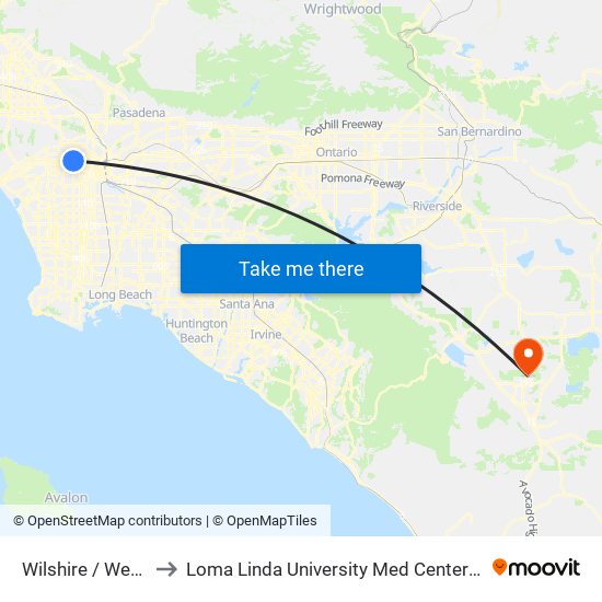 Wilshire / Western to Loma Linda University Med Center Murrieta map