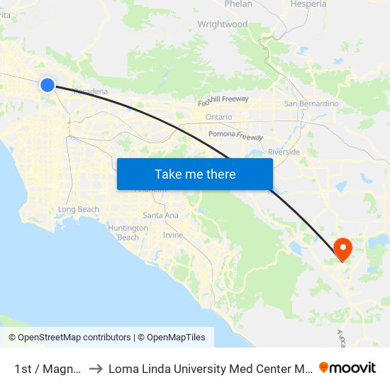 1st / Magnolia to Loma Linda University Med Center Murrieta map
