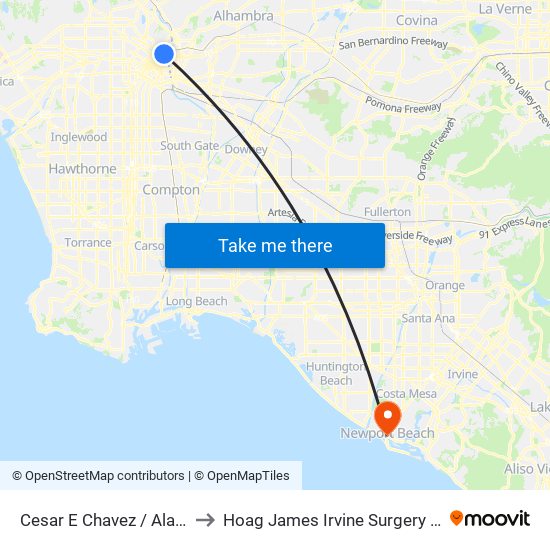 Cesar E Chavez / Alameda to Hoag James Irvine Surgery Center map