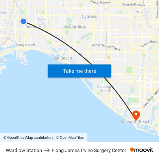 Wardlow Station to Hoag James Irvine Surgery Center map