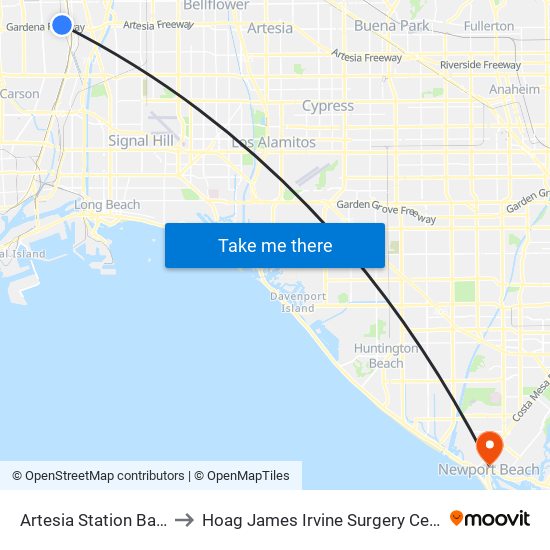 Artesia Station Bay 3 to Hoag James Irvine Surgery Center map