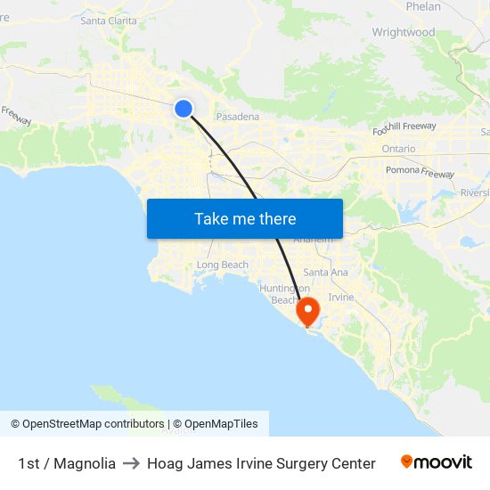 1st / Magnolia to Hoag James Irvine Surgery Center map