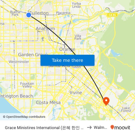 Grace Ministires International  (은혜 한인 교회) to Walmart map