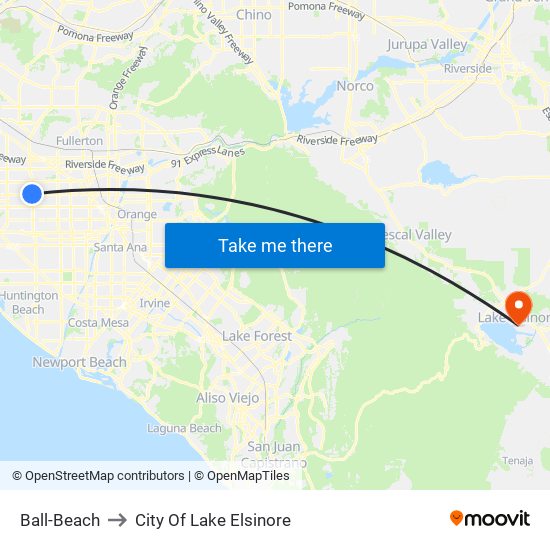 Ball-Beach to City Of Lake Elsinore map