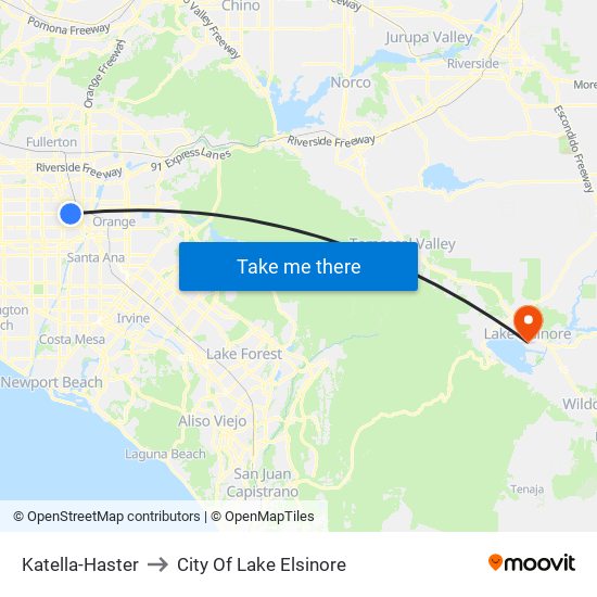 Katella-Haster to City Of Lake Elsinore map