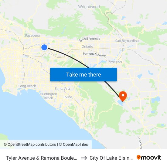 Tyler Avenue & Ramona Boulevard to City Of Lake Elsinore map