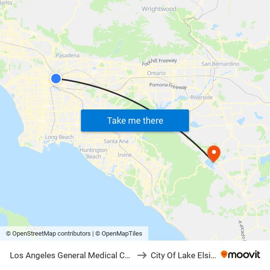 Los Angeles General Medical Center W to City Of Lake Elsinore map