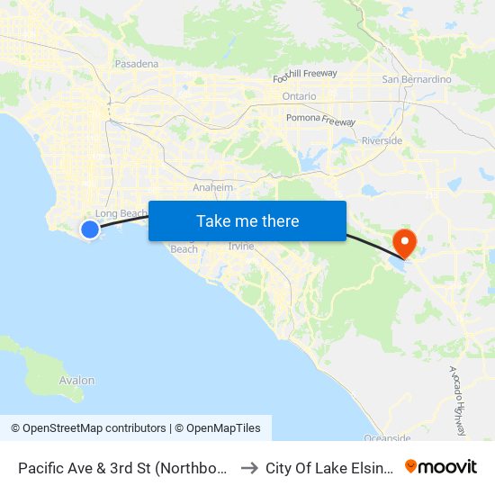 Pacific Ave & 3rd St (Northbound) to City Of Lake Elsinore map