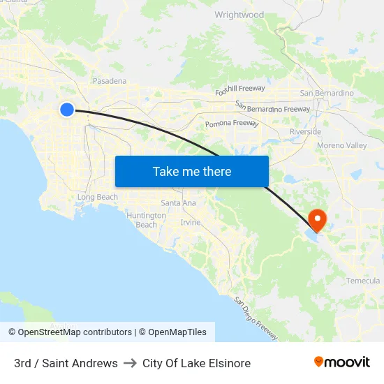 3rd / Saint Andrews to City Of Lake Elsinore map