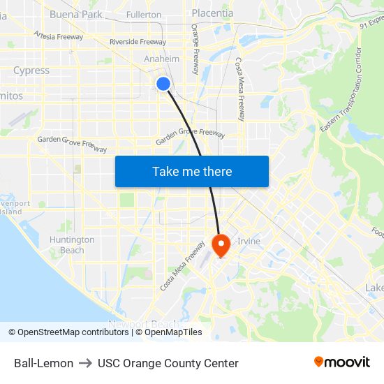 Ball-Lemon to USC Orange County Center map