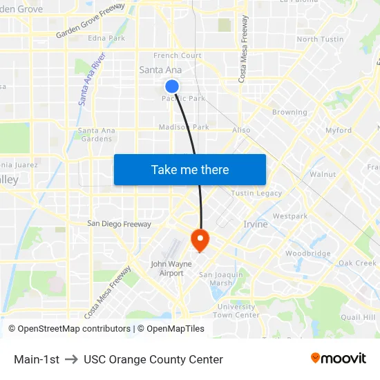 Main-1st to USC Orange County Center map