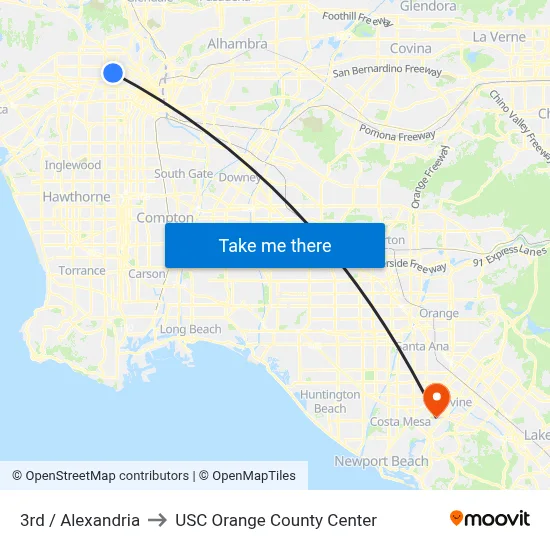 3rd / Alexandria to USC Orange County Center map