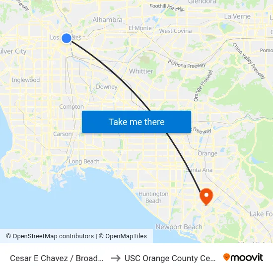 Cesar E Chavez / Broadway to USC Orange County Center map