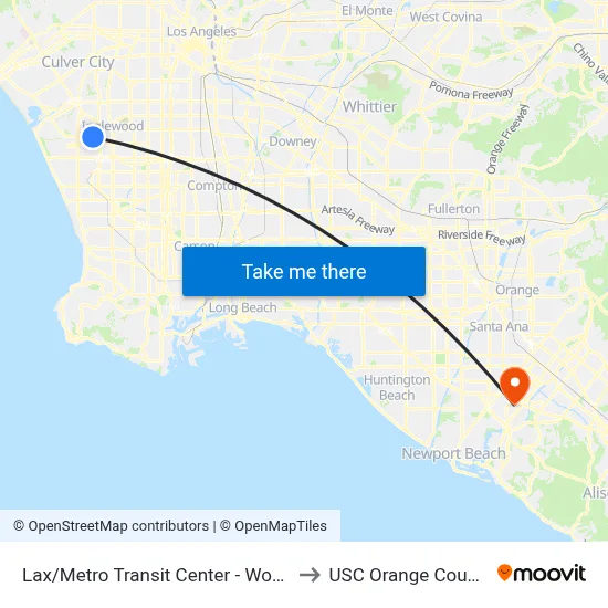 Lax/Metro Transit Center - World Cup Service to USC Orange County Center map