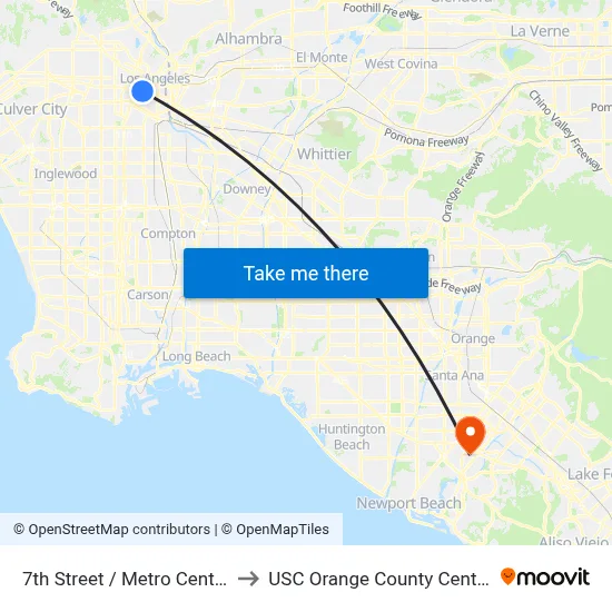 7th Street / Metro Center to USC Orange County Center map