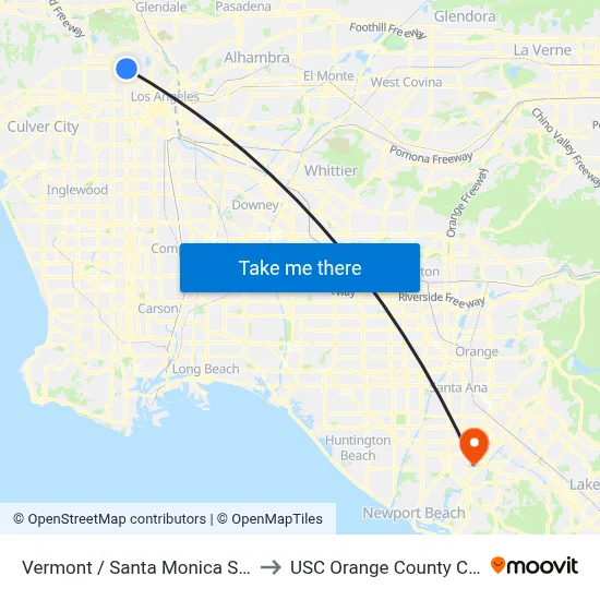 Vermont / Santa Monica Station to USC Orange County Center map
