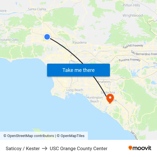 Saticoy / Kester to USC Orange County Center map