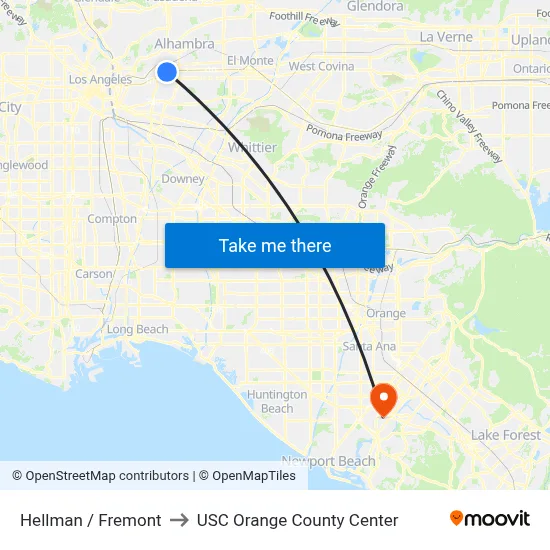 Hellman / Fremont to USC Orange County Center map