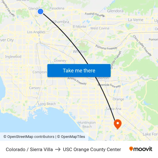 Colorado / Sierra Villa to USC Orange County Center map