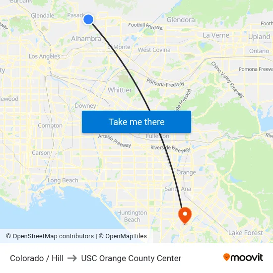 Colorado / Hill to USC Orange County Center map