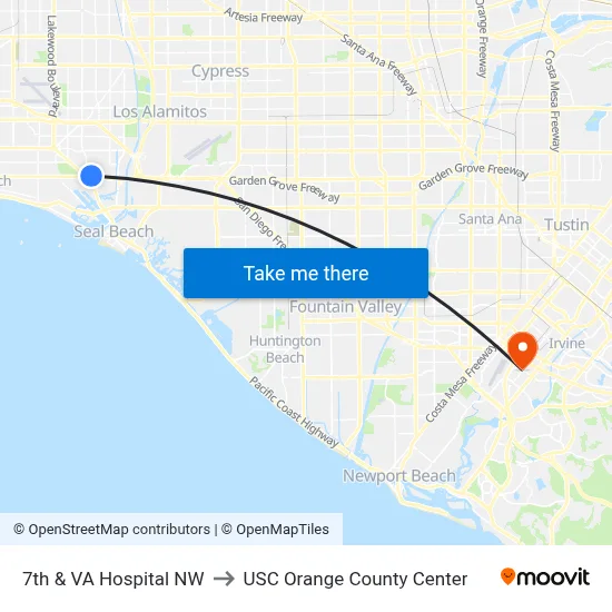 7th & VA Hospital NW to USC Orange County Center map