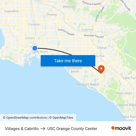 Villages & Cabrillo to USC Orange County Center map