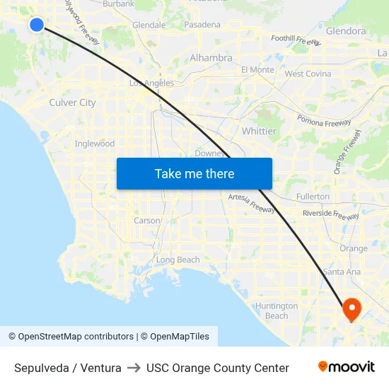 Sepulveda / Ventura to USC Orange County Center map