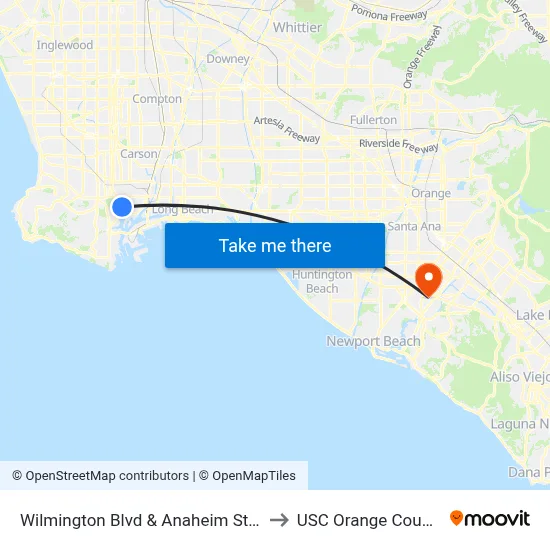 Wilmington Blvd & Anaheim St (Southbound) to USC Orange County Center map