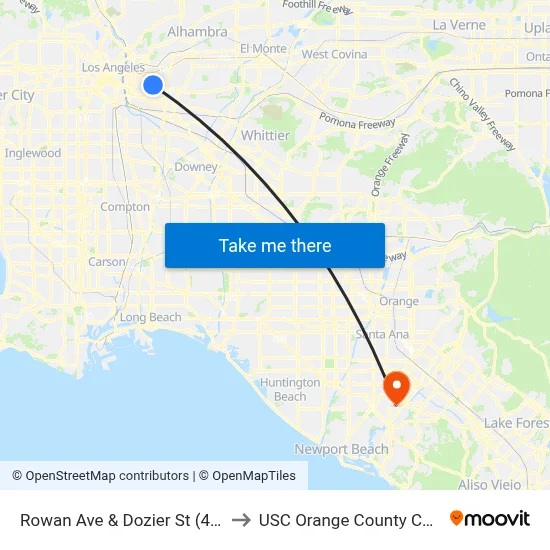 Rowan Ave & Dozier St (4200) to USC Orange County Center map