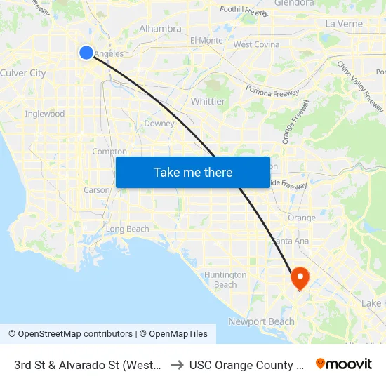 3rd St & Alvarado St (Westbound) to USC Orange County Center map