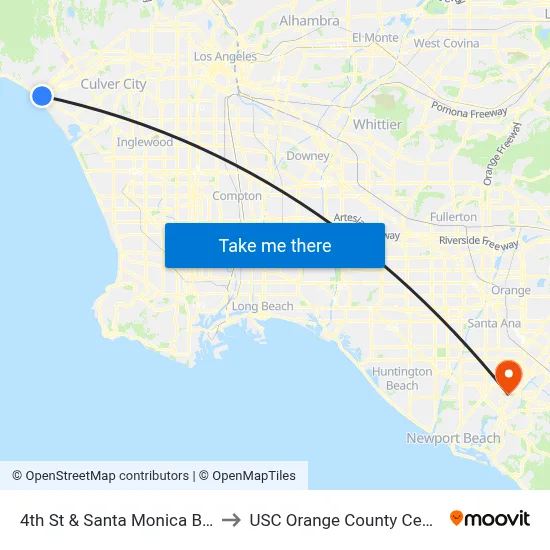 4th St & Santa Monica Blvd to USC Orange County Center map