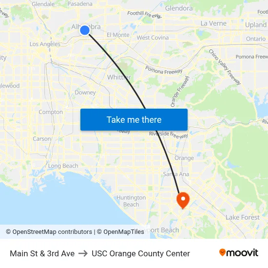 Main St & 3rd Ave to USC Orange County Center map