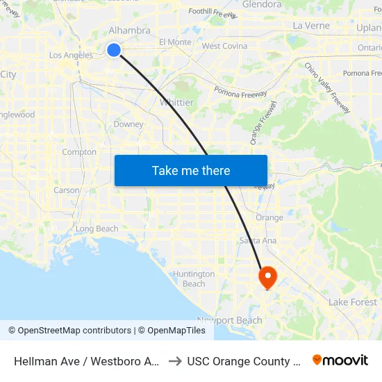 Hellman Ave / Westboro Ave (EB) to USC Orange County Center map
